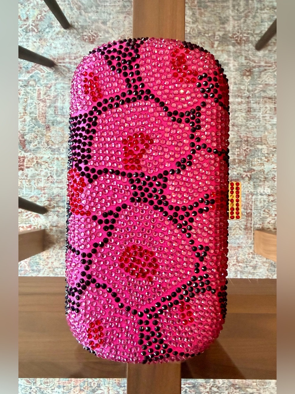 Serpui Marie Pink Crystal Rhinestone Leopard Clutch - Picture 9 of 13